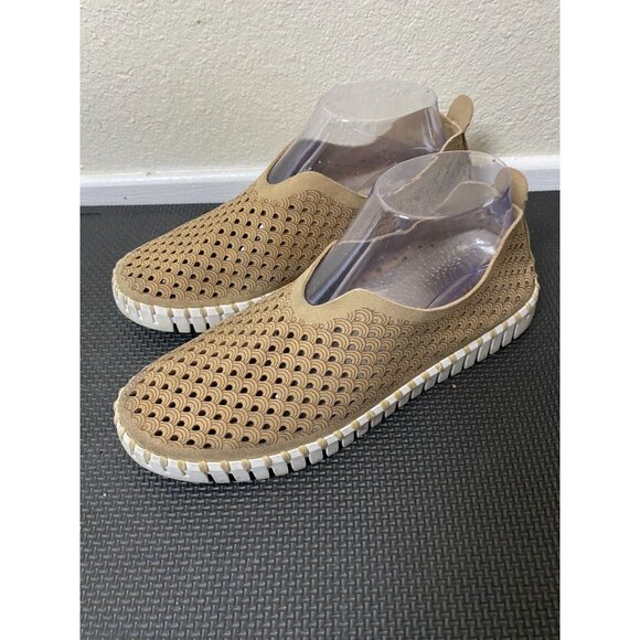Ilsa Jacobsen Women Beige Tulip Shoes 39 Size 9 Laser Cut Slip-On Comfort Cream - Picture 2 of 15